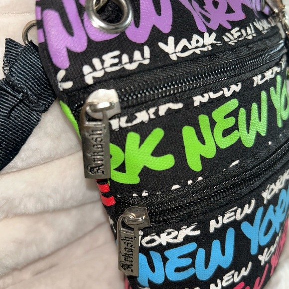 Vibrant New York Text Crossbody Bag by Akash - Picture 2 of 6